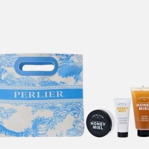 Perlier Blue and White Tote with Honey Miel Set (SEALED)